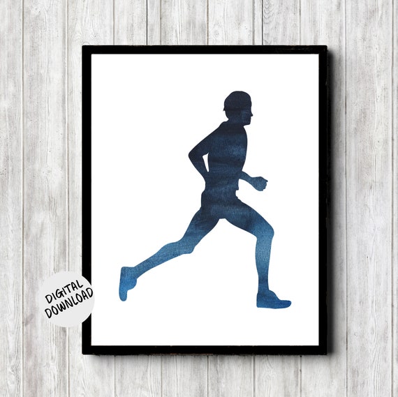 Track Field Wall Art Running Man Silhouette Poster Athlete Gift For Him
