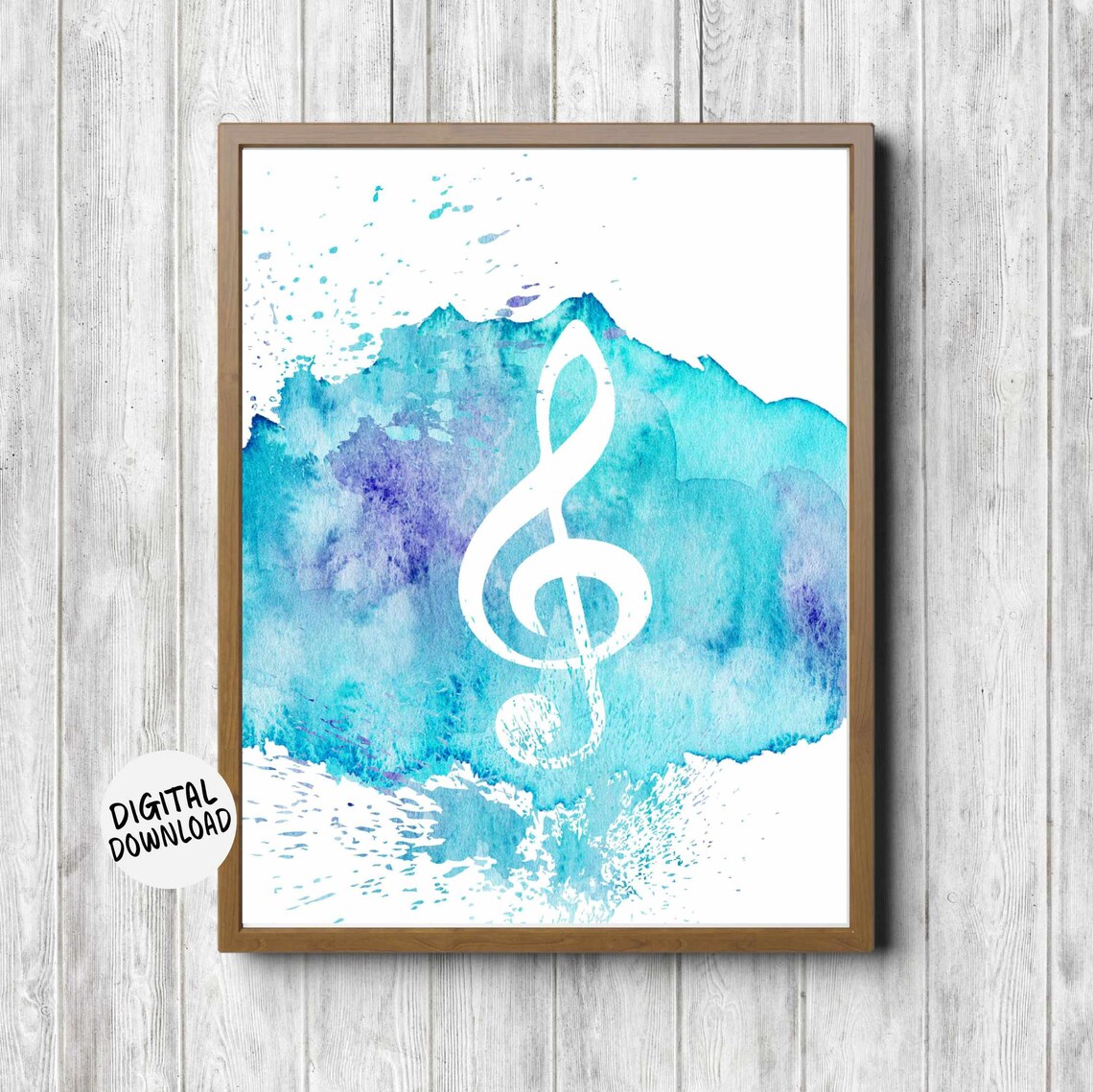 Treble Clef With Paint Splatter Watercolor Music Art Print