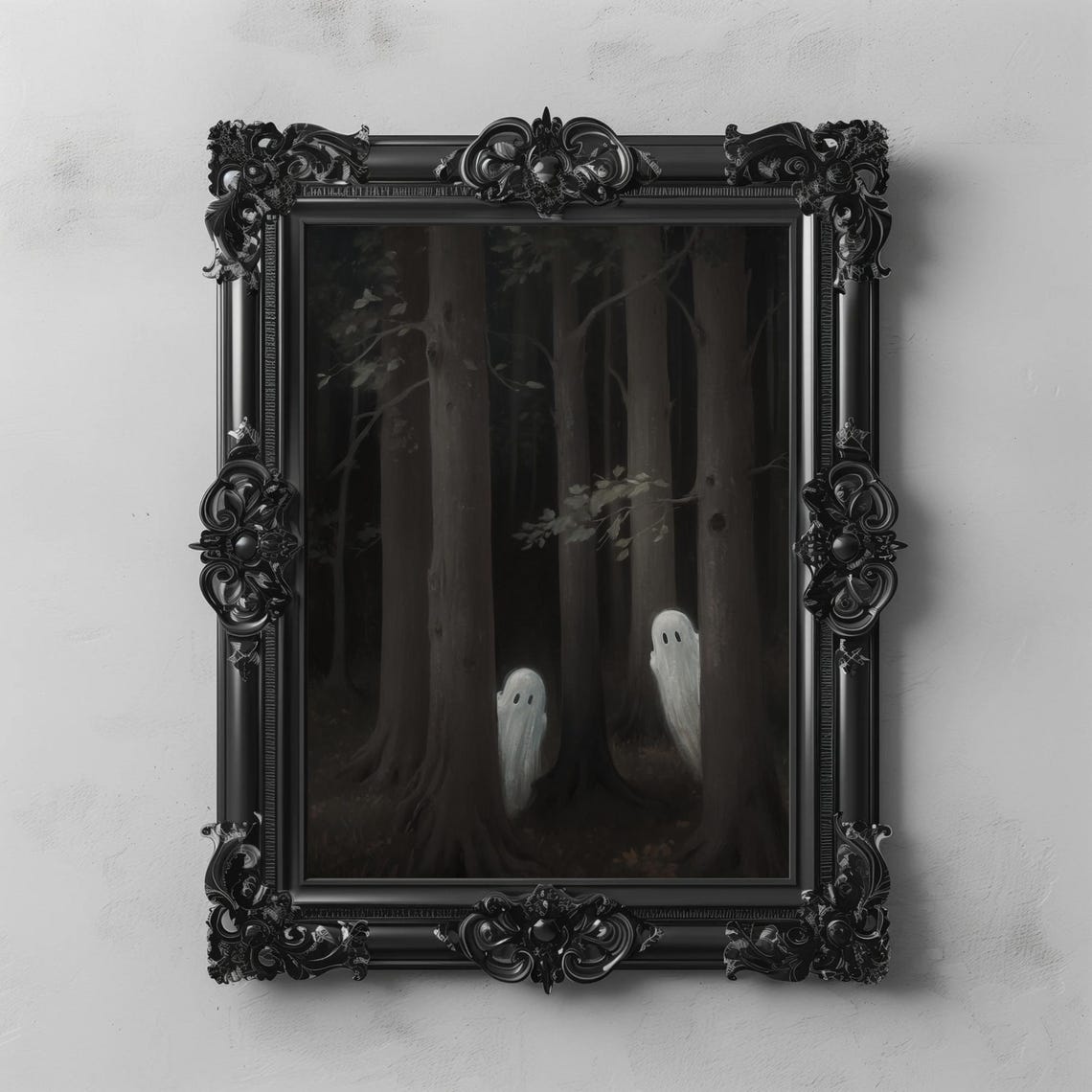 Two Ghosts In A Dark Forest Night Eerie Haunted Halloween Poster - Image 5
