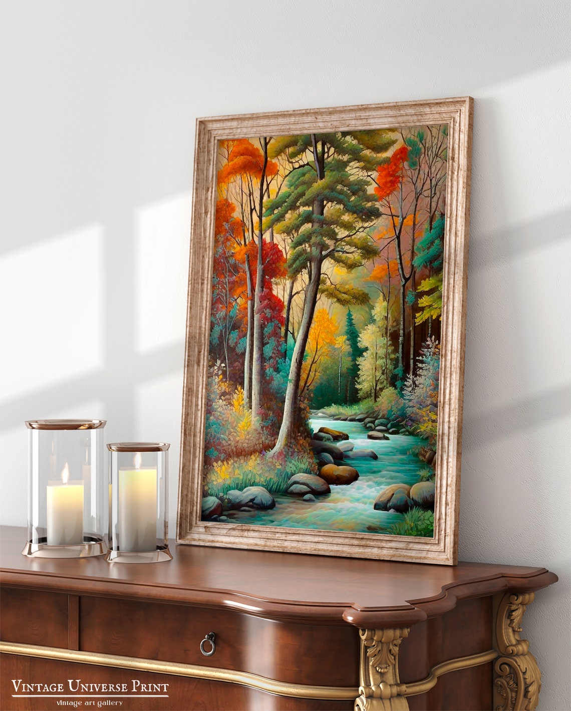 Autumn River Landscape With Colorful Trees And Turquoise Stream Poster - Image 2
