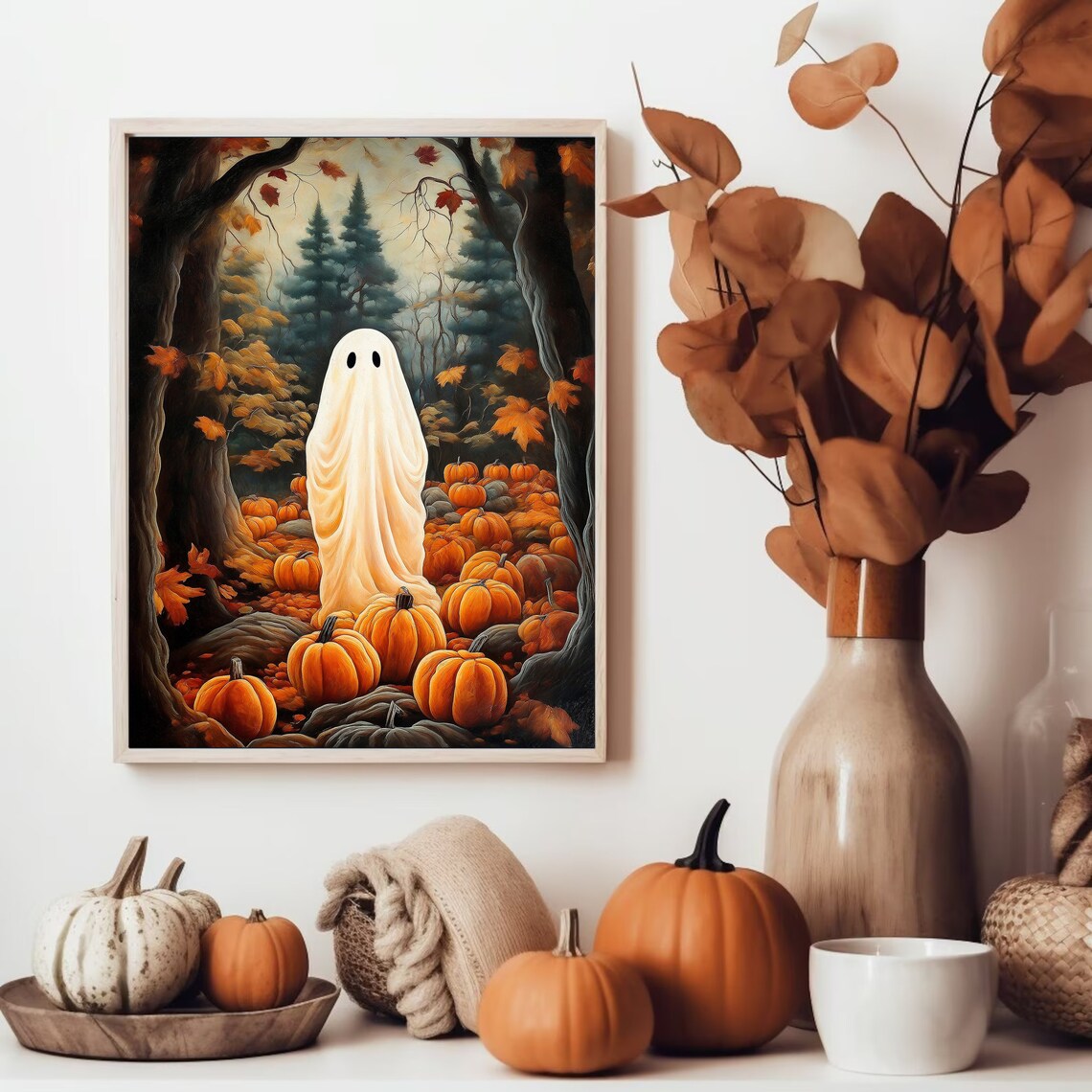 Halloween Ghost, Spooky Haunted Forest Art Print - Image 2