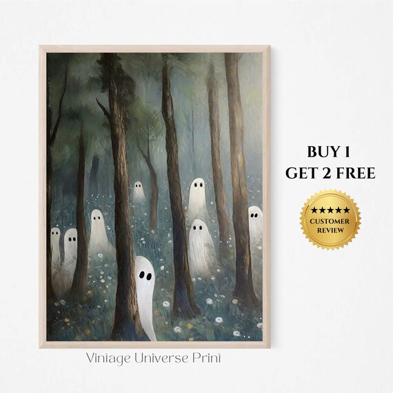 Ghost Forest, Vintage Haunted Forest Art Print