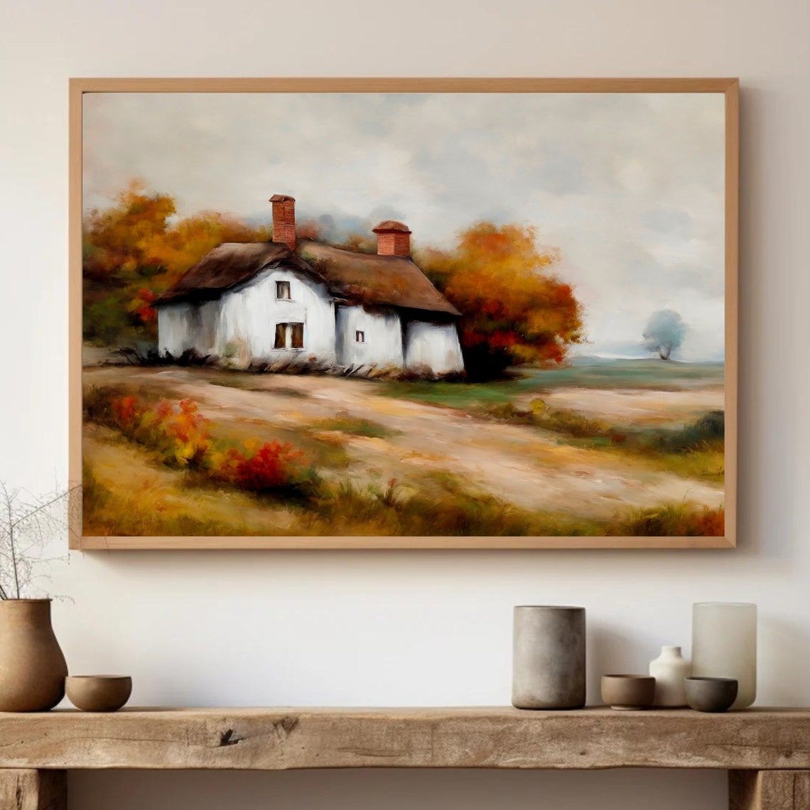 Cozy Autumn Cottage with Thatched Roof Fall Countryside Poster - Image 3