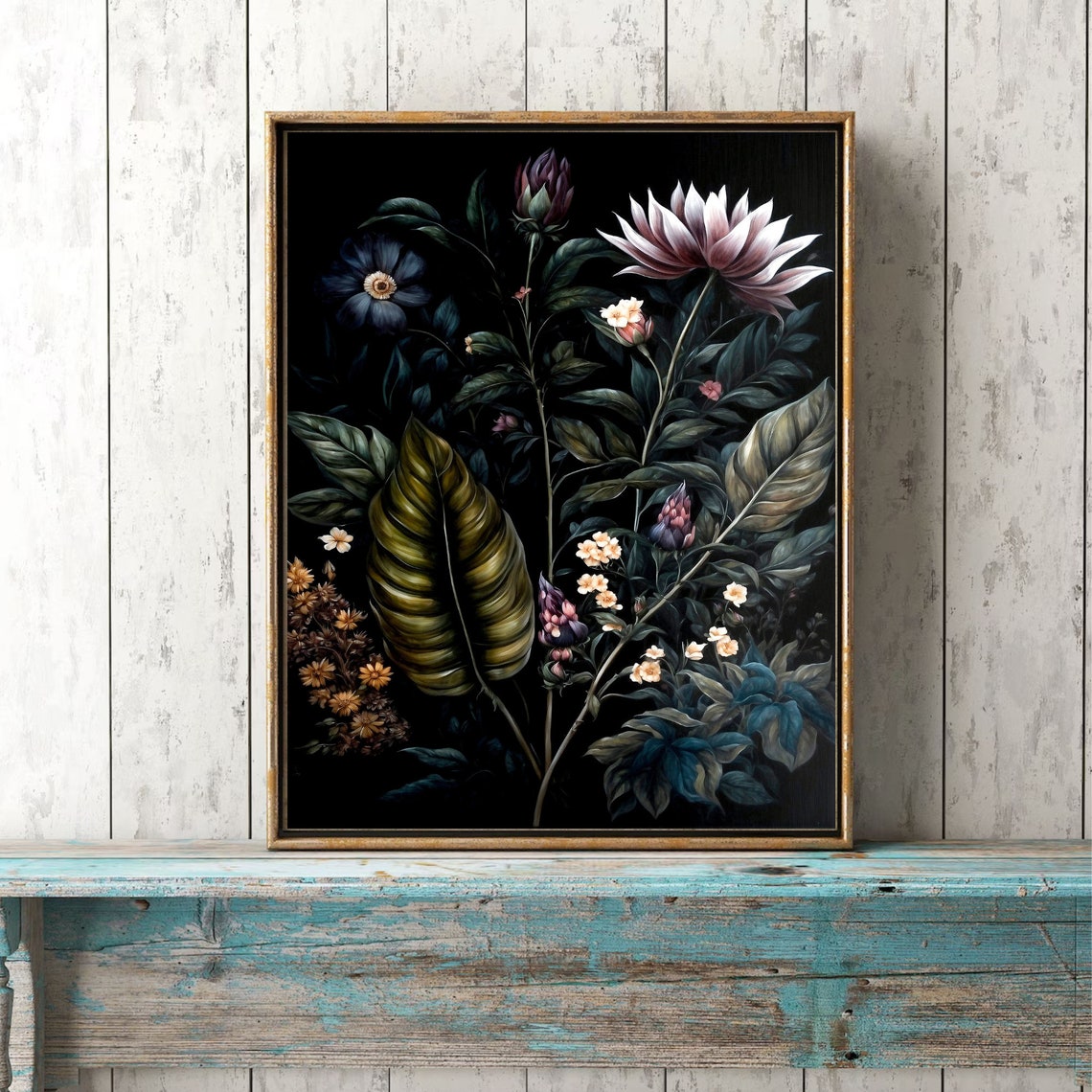 Moody Dark Flower Art Print Moody Floral Wall Art Dark Academia Print Vintage Moody Painting Victorian Wall Art Flower Antique Print - Image 4
