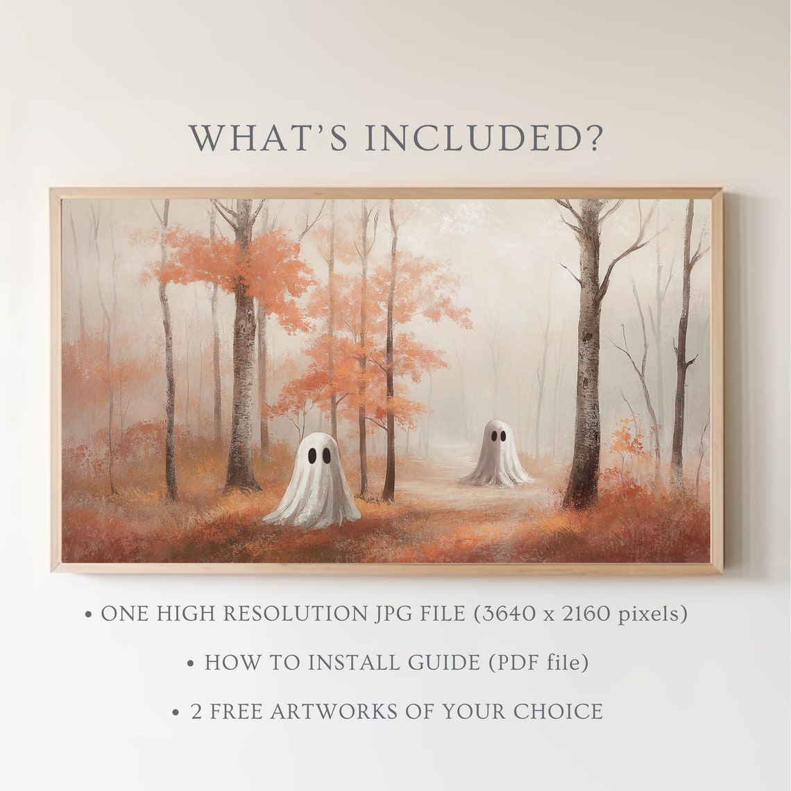 Two Ghosts On Misty Fall Forest Path Spooky Halloween Decor Poster - Image 5