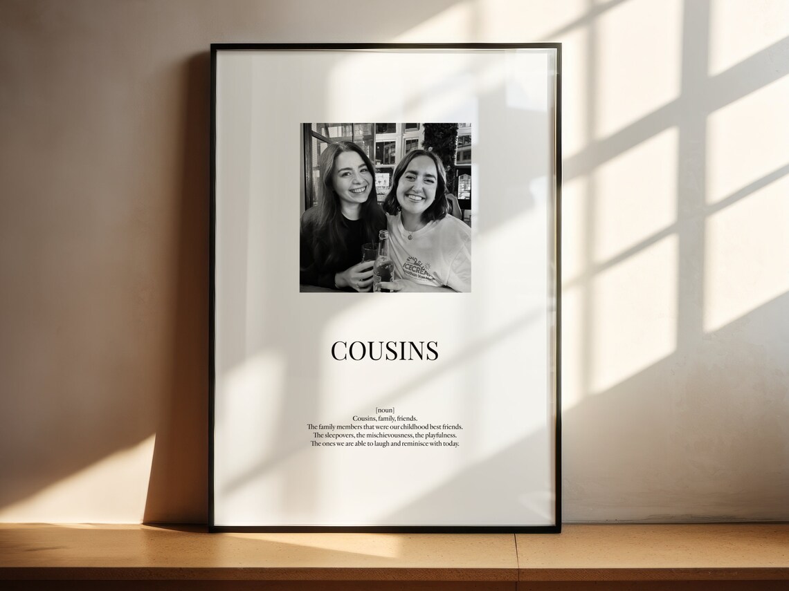 Personalized Cousin Definition Christmas Art Print