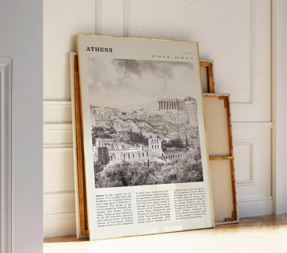 Athens Greece Vintage Acropolis Travel Poster