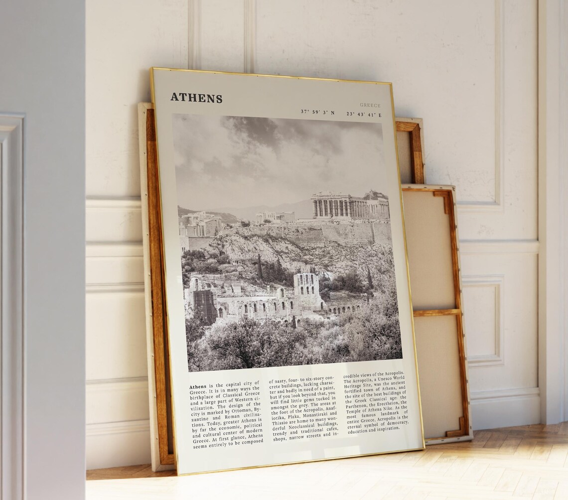 Athens Greece Vintage Acropolis Travel Poster