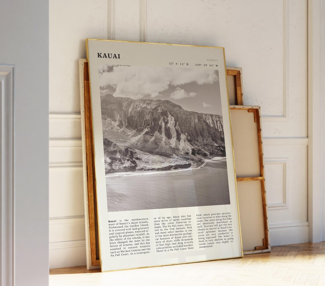 Kauai Hawaii Waimea Canyon Cliffs View Sepia Travel Photo Poster