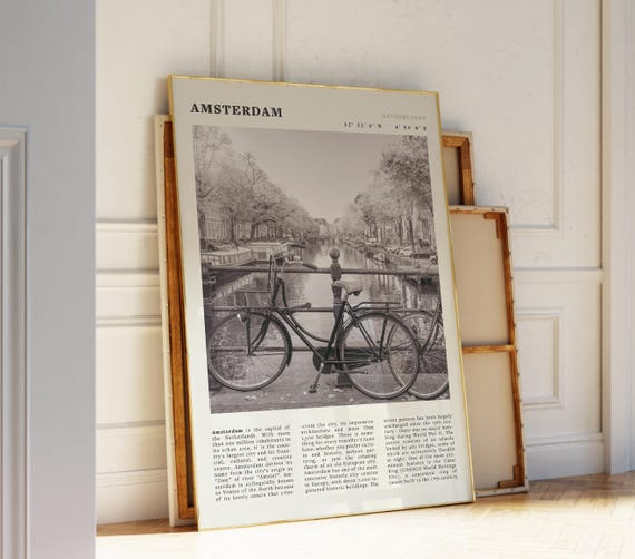 Amsterdam Canal Poster Netherlands City Wall Art For Travel And Europe Lovers