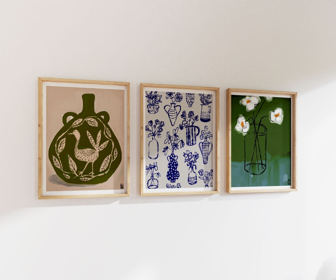 Green Glass Floral Art Print, Pascale Berkowitz - Image 2