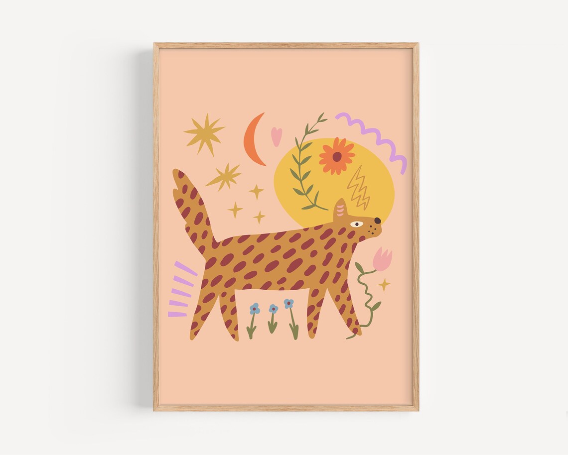 Funky Dog Print, Retro Kids Room Wall Art