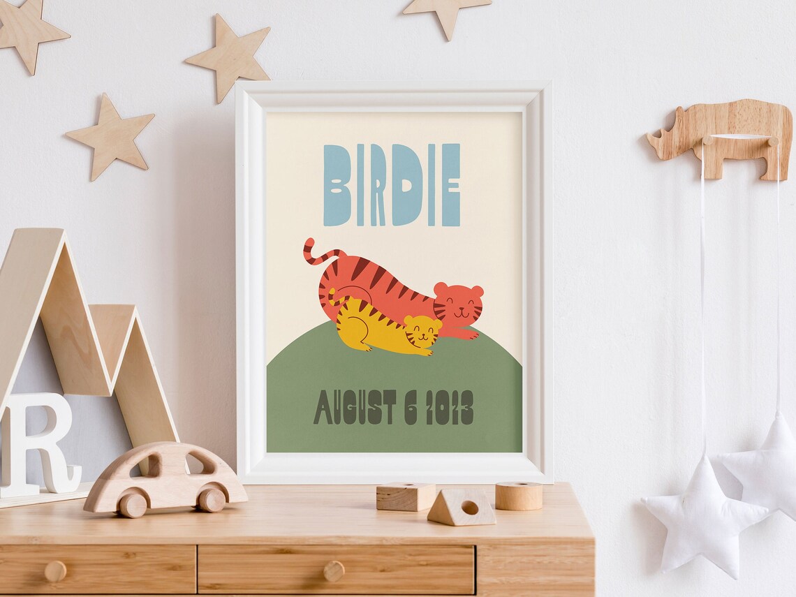Custom Tiger Kids Room Jungle Theme Art Print