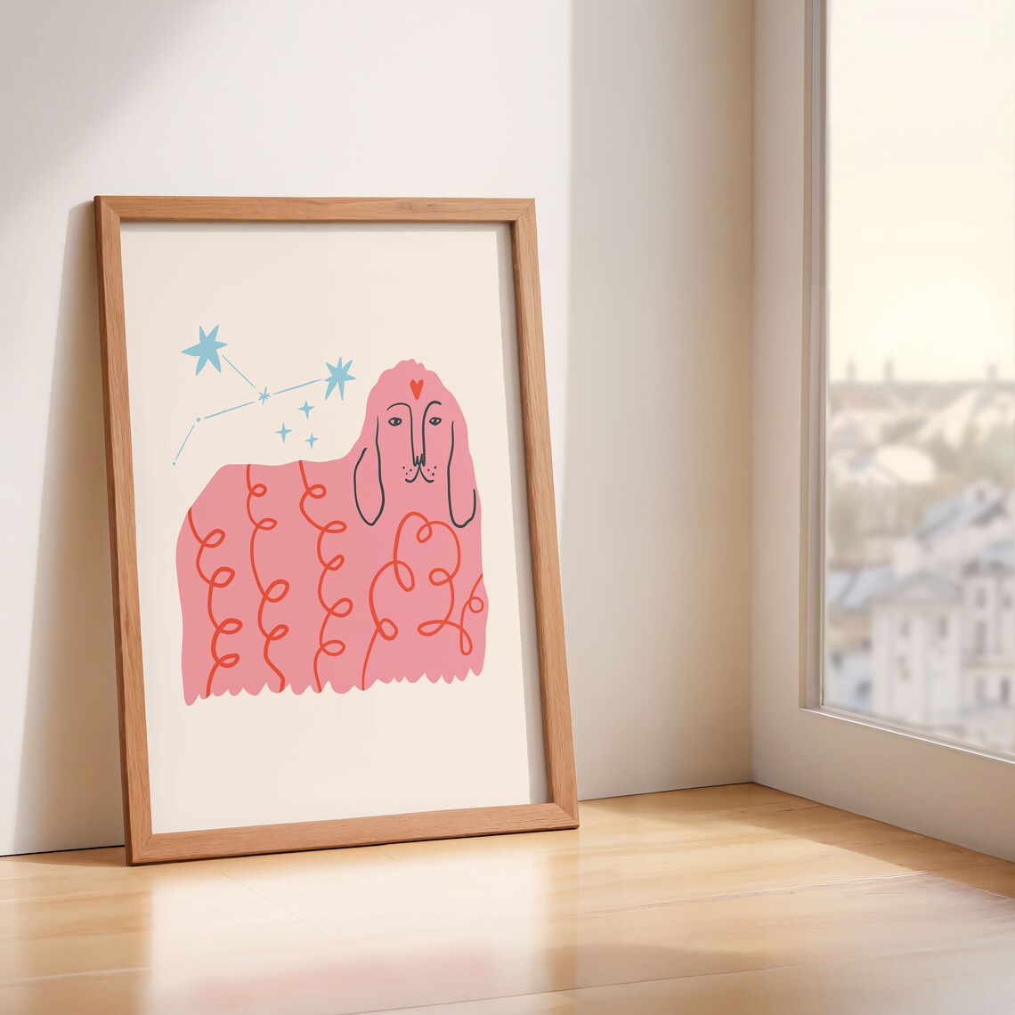 Pink Dog Print, Boho Nursery Art Poster - Image 5