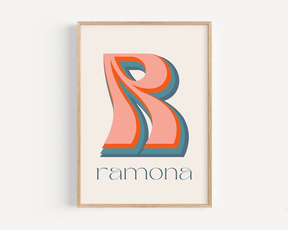 Custom Name Print, Groovy Kids Room Poster