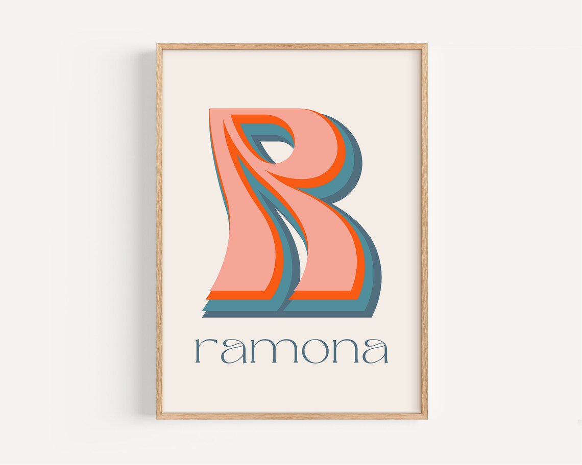 Custom Name Print, Groovy Kids Room Poster