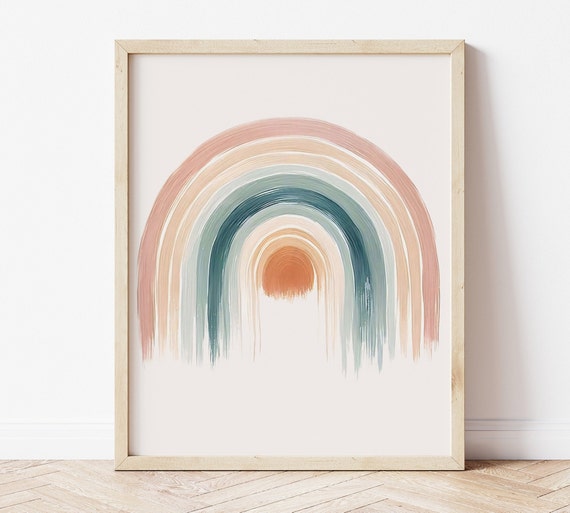 Rainbow Nursery Art Rainbow Print Earthy Colors Gender Neutral Nursery Rainbow Neutral Nursery Art Kids Decor Boho Nursery