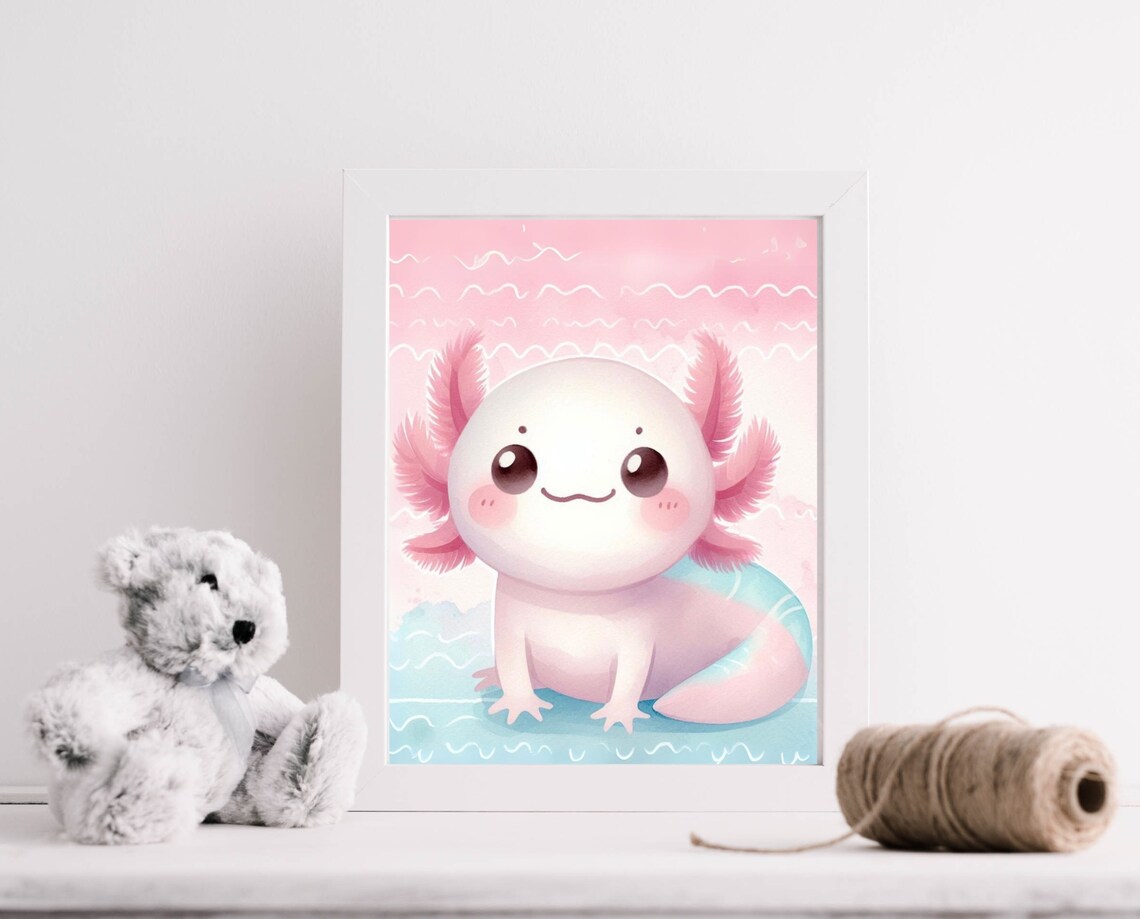 Axolotl Nursery Decor Art Print, Cute Kids Wall Art - Image 2