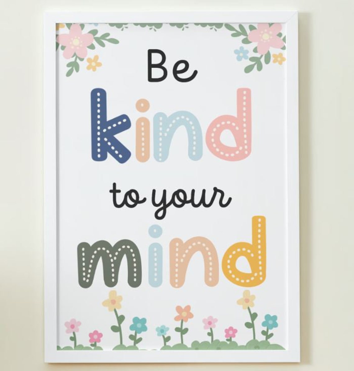Be Kind To Your Mind Floral Mental Health Affirmation Poster - Image 4