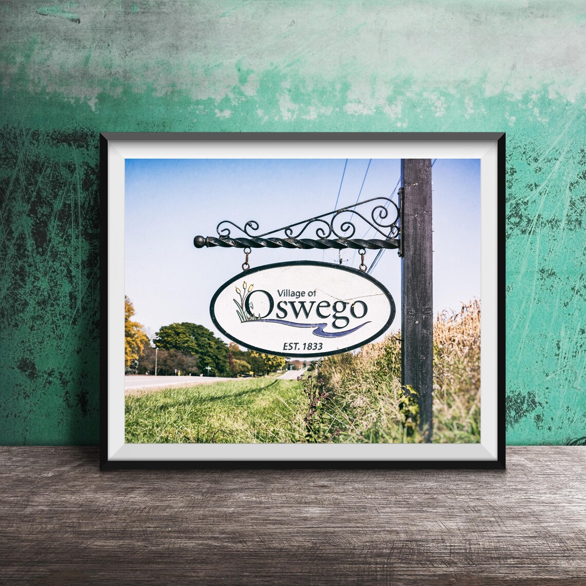 Village Of Oswego Illinois Est 1833 Hanging Town Sign Photo Poster