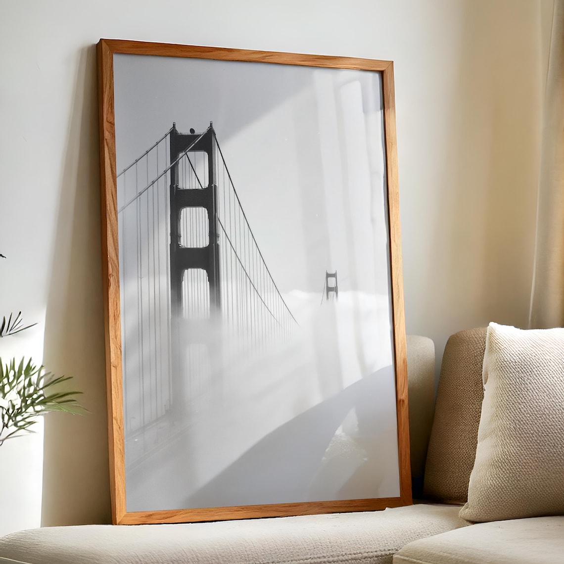 Golden Gate Bridge San Francisco Fog Black And White Photo Poster