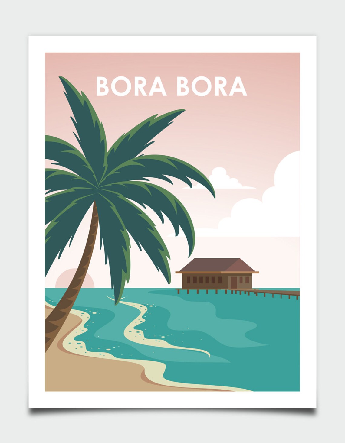 Bora Bora Retro Travel Poster, Tropical Coastal Decor - Image 2