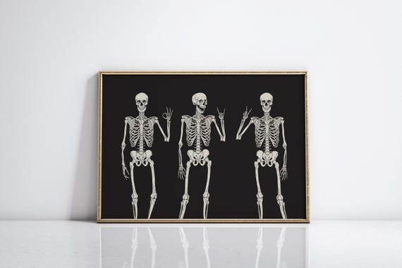 Skeleton Wall Art Halloween Printables Funny Halloween Decor Halloween Wall Art Halloween Mantel Decor Halloween Poster