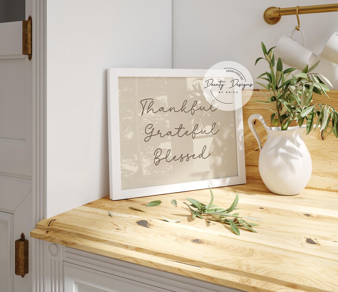 Thankful Grateful Blessed - Minimalist Autumn Art Print - Image 2