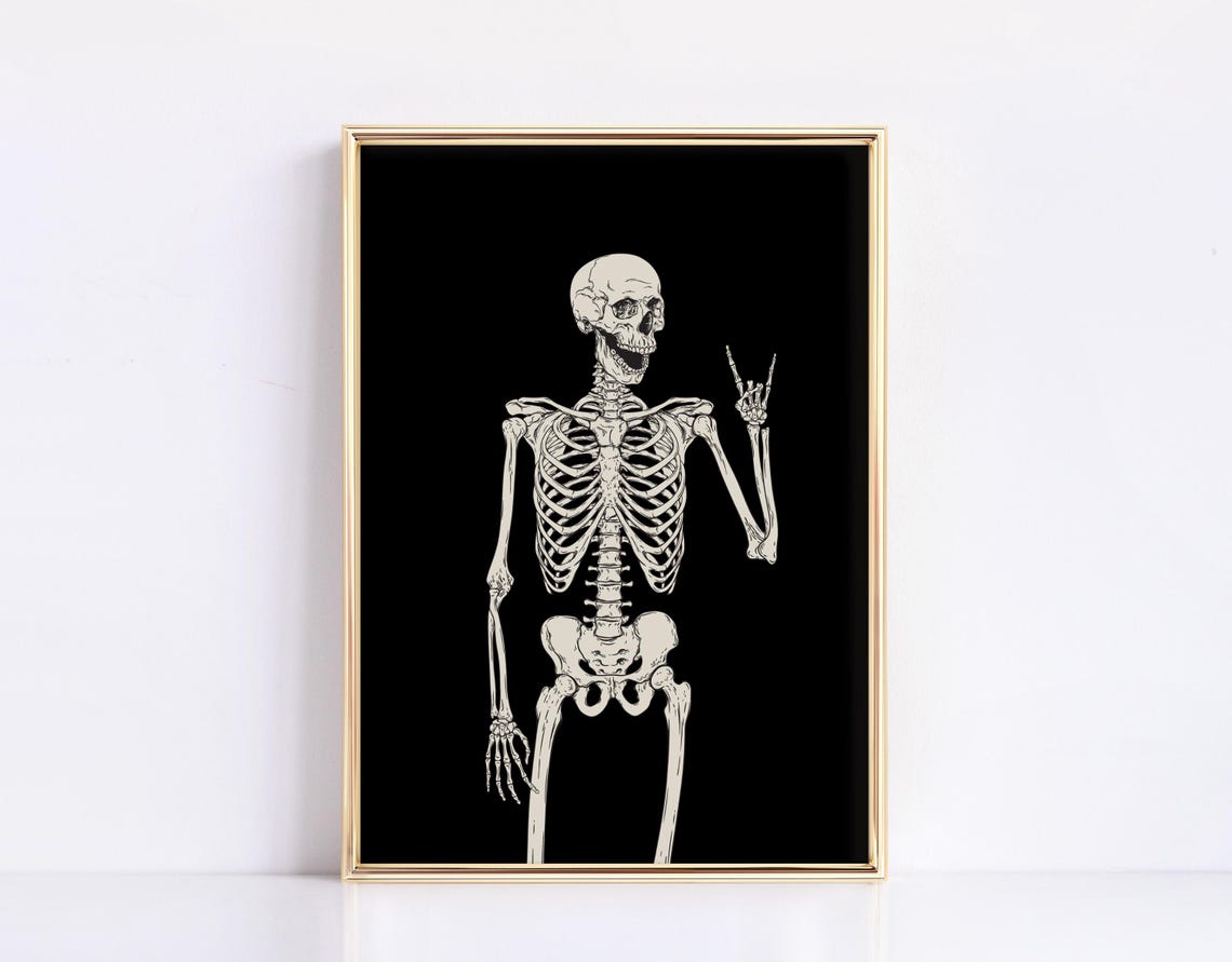 Skeleton Print Halloween Poster Halloween Wall Art Funny Halloween Decor Wall Art Fall Halloween Wall Decor Prints - Image 2