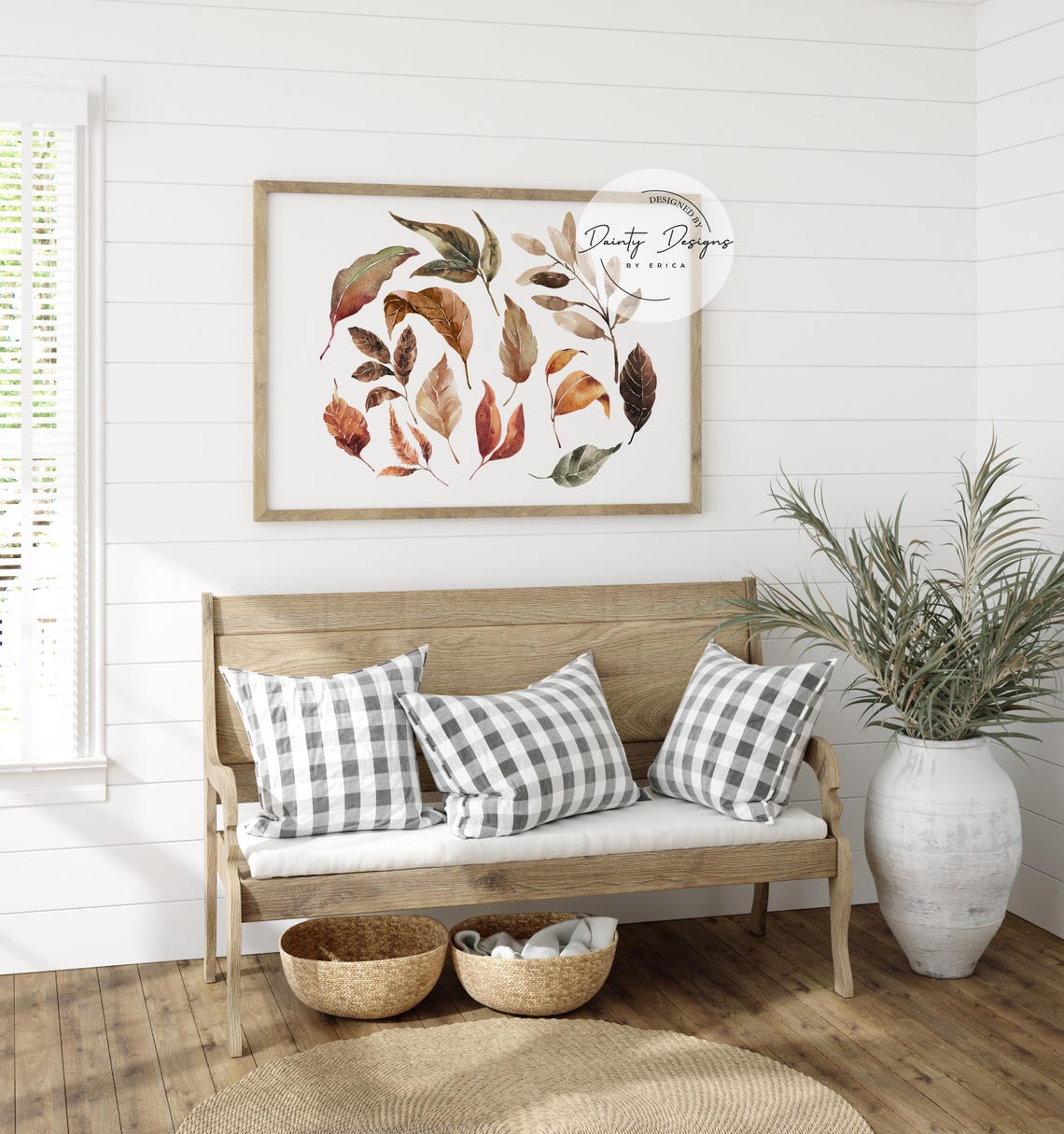 Autumn Falling Leaves Watercolor Poster Rustic Fall Foliage Decor - Image 3