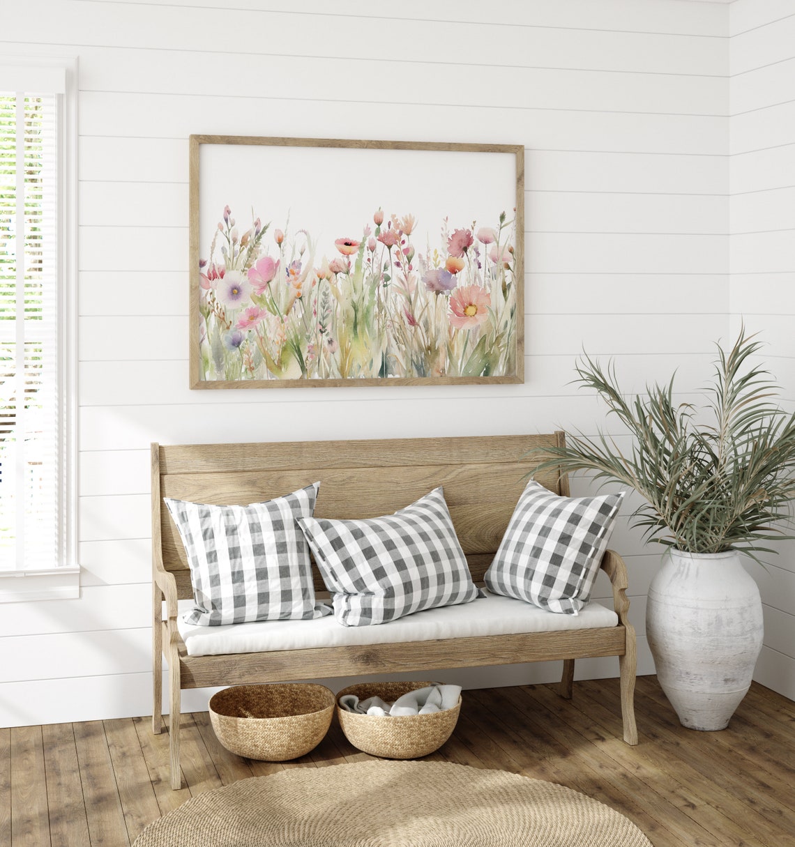 Watercolor Wildflower Meadow Pink Poppies Spring Botanical Wall Print - Image 4