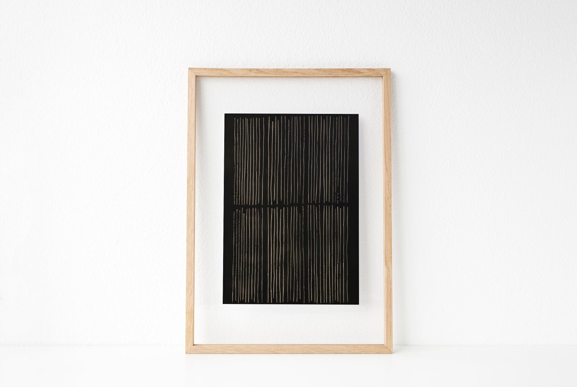 Black Gold Vertical Line Abstract Minimalist Modern Art Poster - Image 3