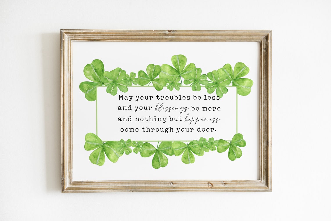 Irish Blessing Watercolor Shamrock Quote St Patricks Day Decor Poster - Image 2