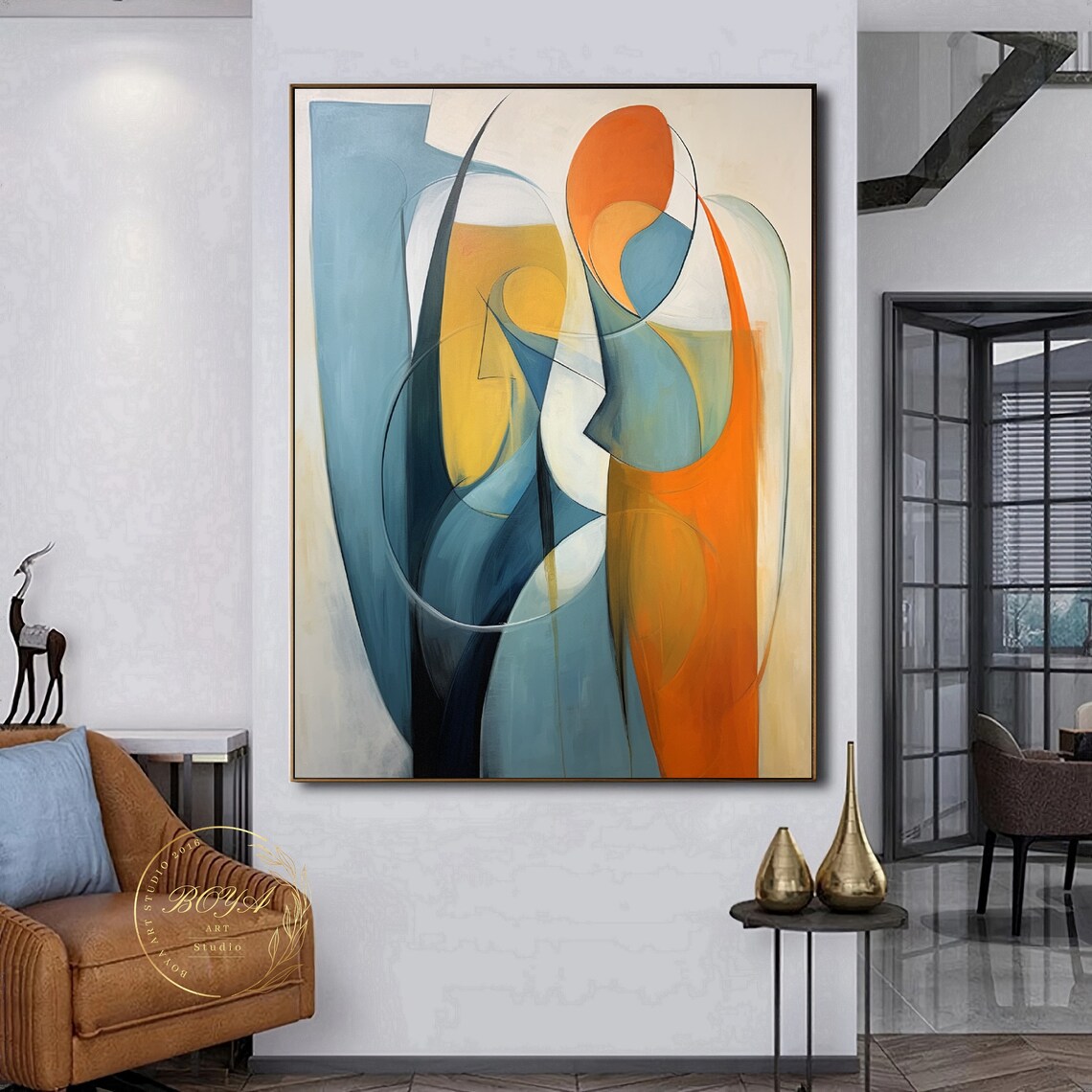 Orange Abstract Portrait Art Print, Modern Wall Art - Image 5