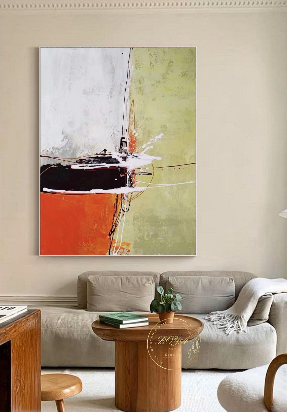 Minimalist Orange and Green Abstract Graphic Composition Poster - Image 5