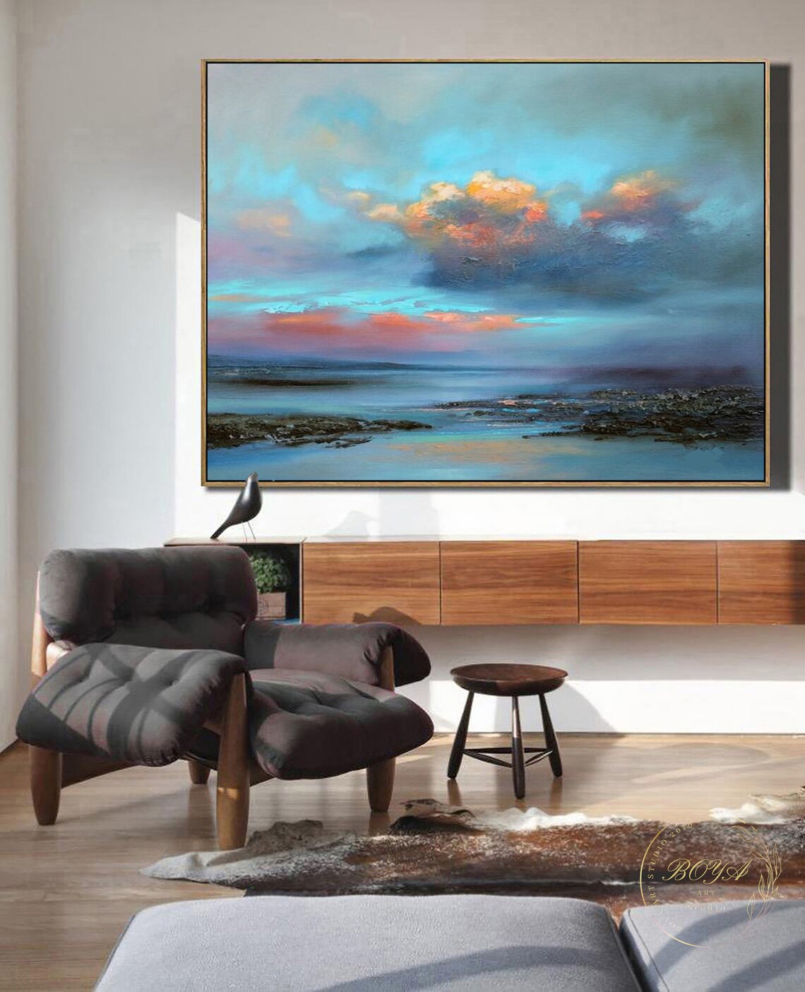 Original Cloud Abstract, Blue Sea Seascape Art Print - Image 4