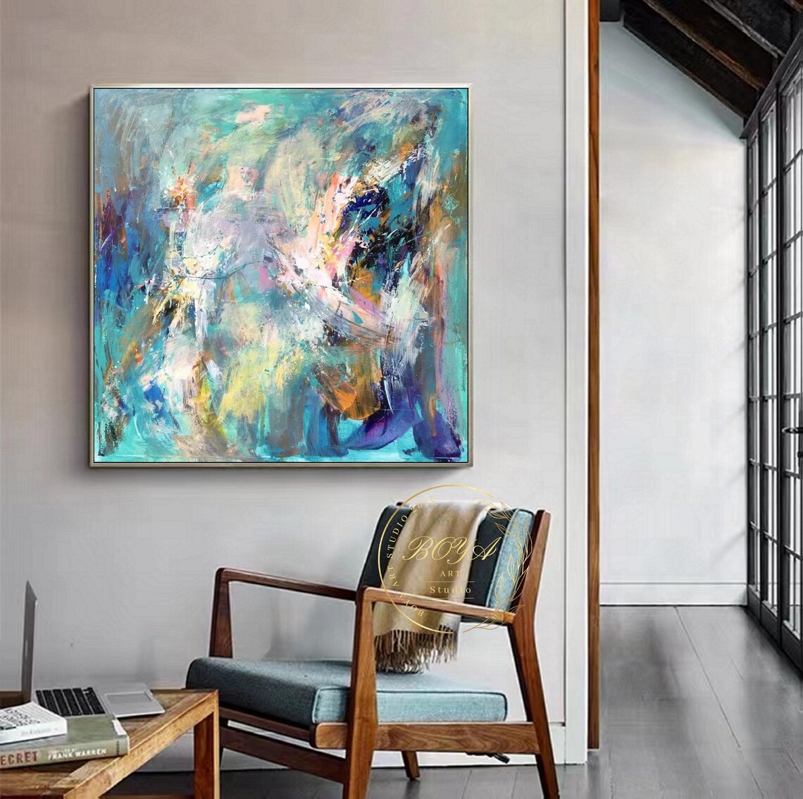 Multicolor Abstract Green Art Print, Contemporary Art - Image 4