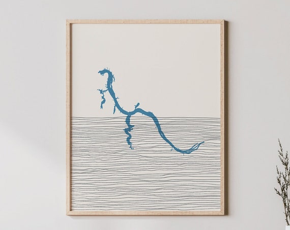 Pickwick Lake Art Boho Print Alabama Lakehouse Decor Wall Map