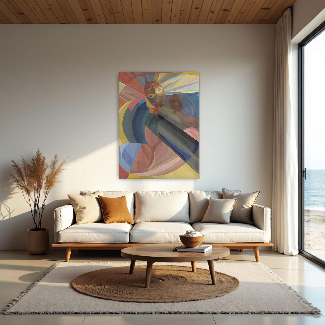 Cubist Abstract Portrait with Radiant Geometric Shapes Poster - Image 2