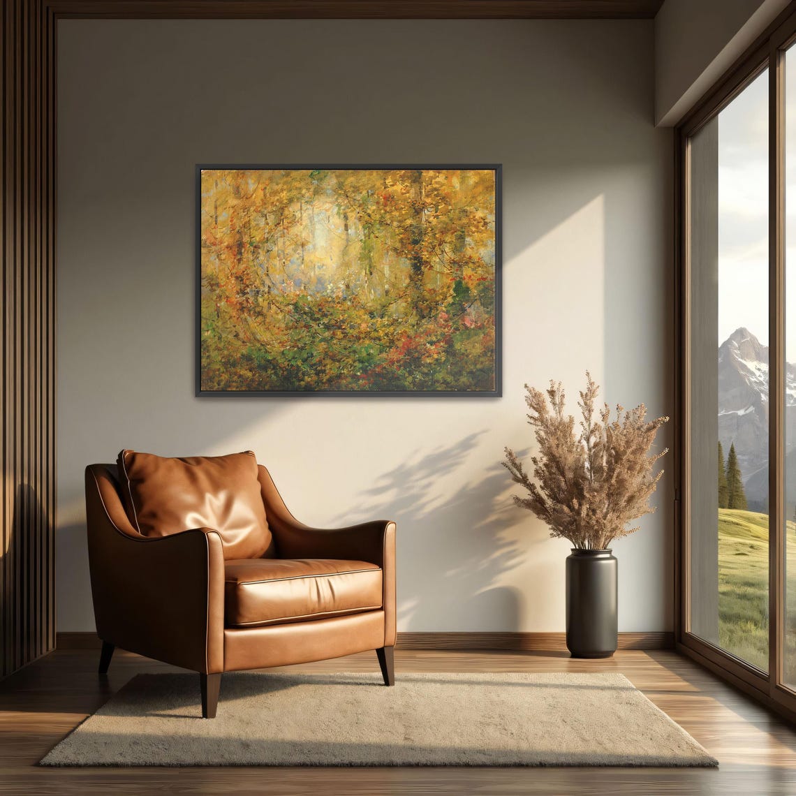 Golden Autumn Forest Dense Foliage Impressionist Scene Poster - Image 4