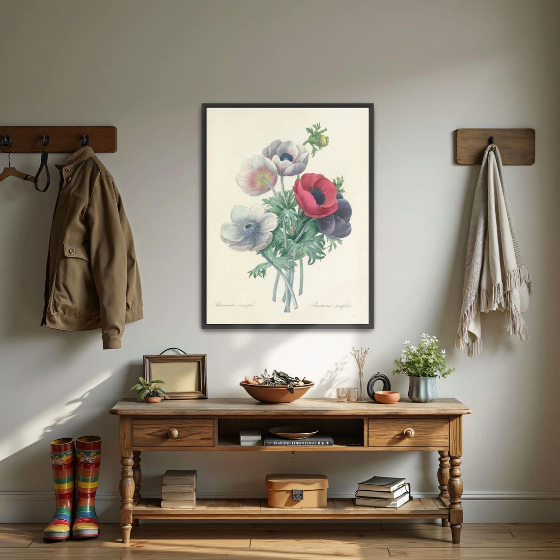 Colorful Anemone Flowers Bouquet Antique Botanical Illustration Poster - Image 4