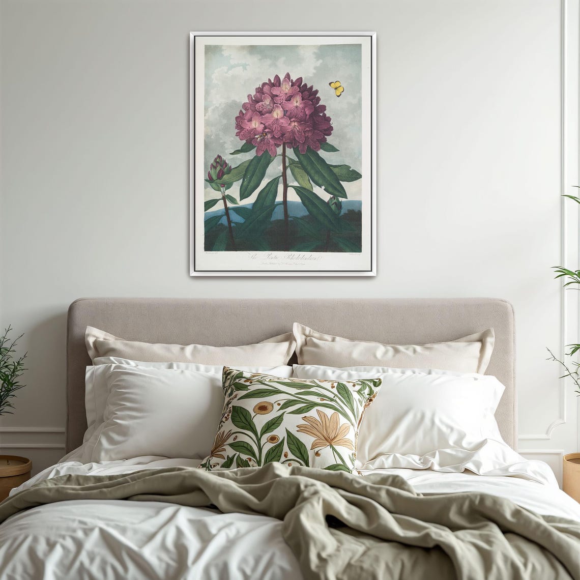 Large Framed Print Of Pink Rhododendron With Insects Botanical Print Pink And Green Kitchen Art Print Contemporary Art - Image 3