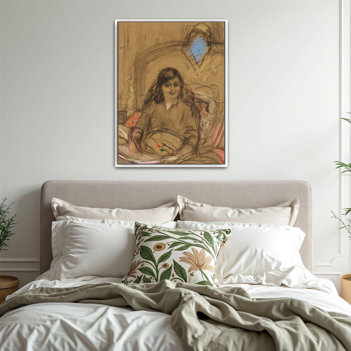 Woman in Chair by Window Expressive Sketch Portrait Art Poster - Image 3
