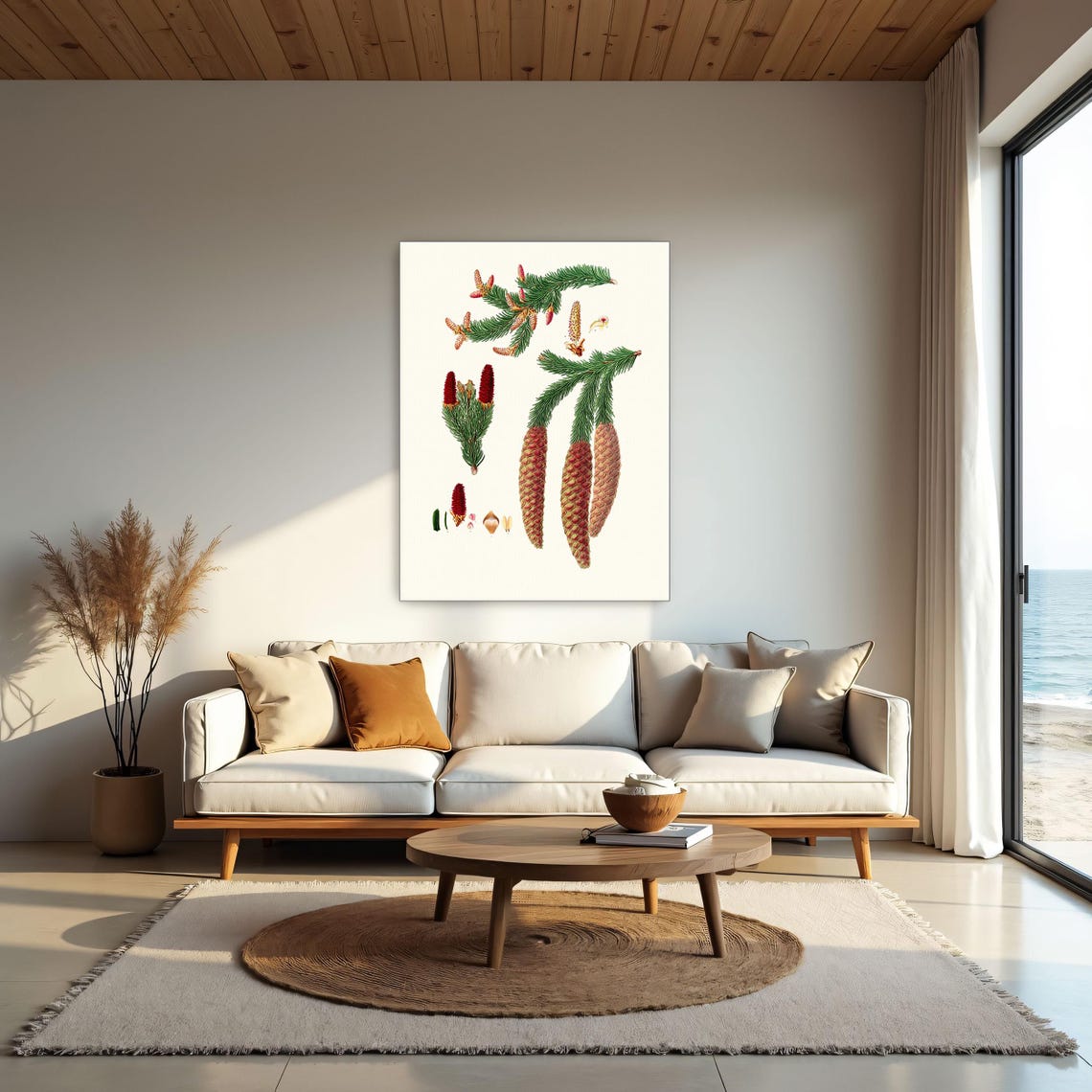 Norway Spruce Branches with Pinecones Botanical Illustration Poster - Image 2