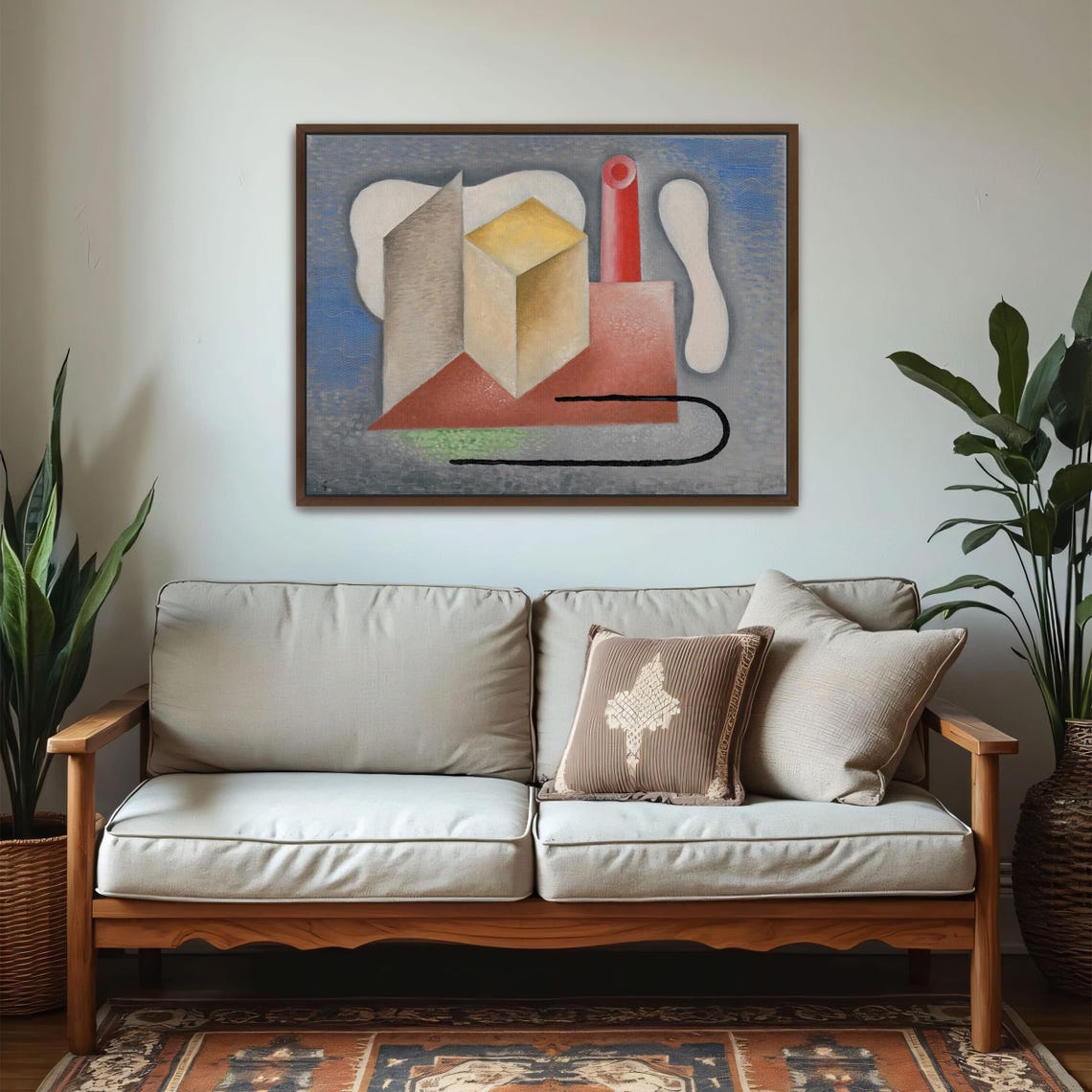 Geometric Abstract Painting With Red Yellow And White Forms Poster - Image 5