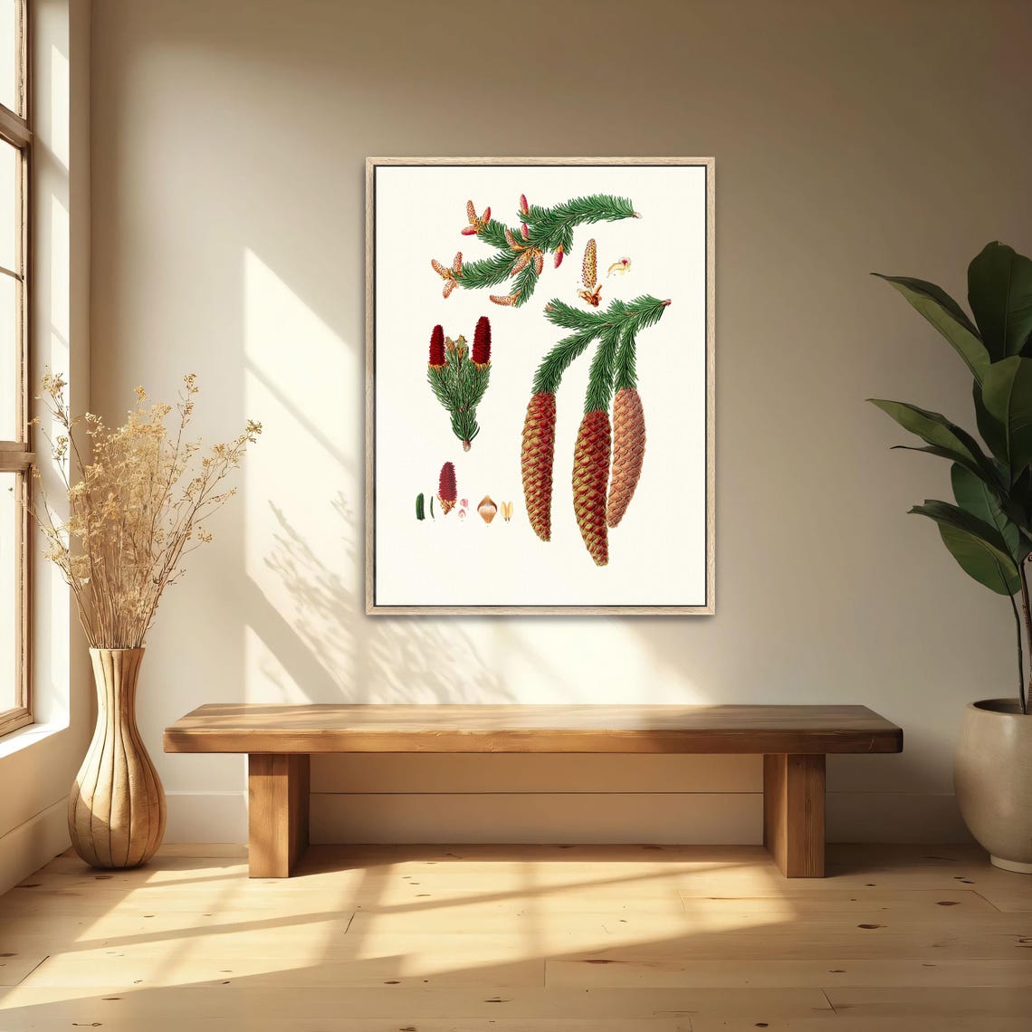 Norway Spruce Branches with Pinecones Botanical Illustration Poster - Image 5