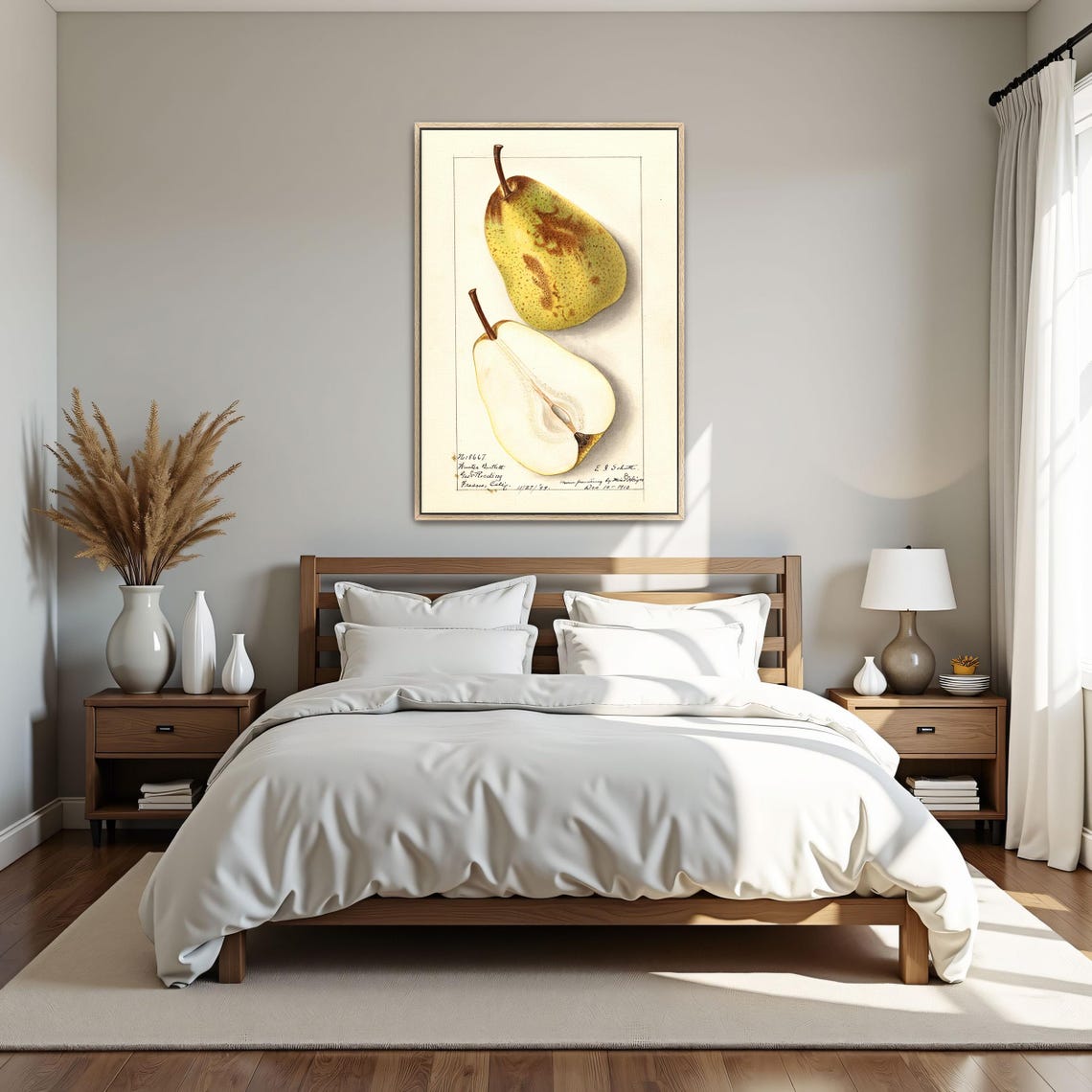 Green Russet Pear Whole And Halved Vintage Botanical Art Poster - Image 4