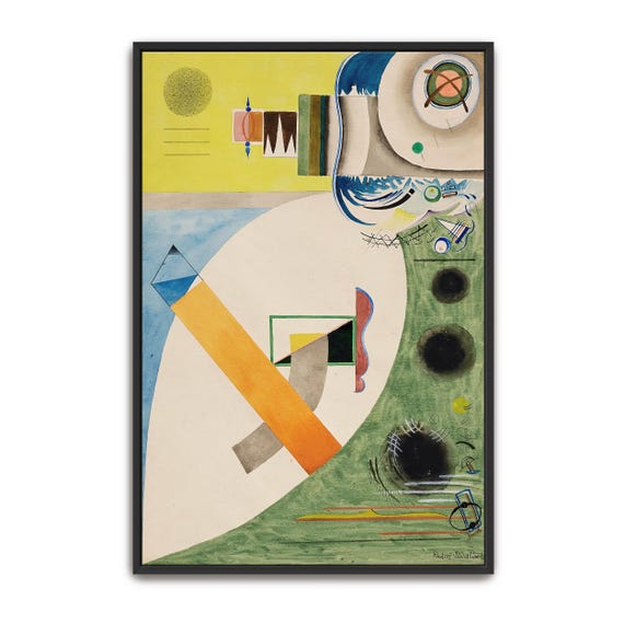 Framed Wall Art Of Abstract Geometric Watercolor Painting Geometric Wall Art Yellow And Green Living Room Art Geometric Artwork