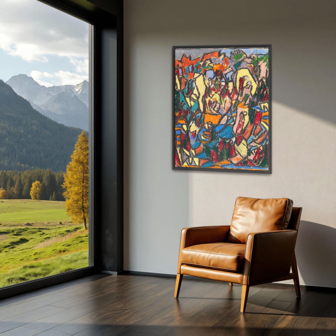 Colorful Abstract Landscape Modernist Expressionist Painting Poster - Image 3