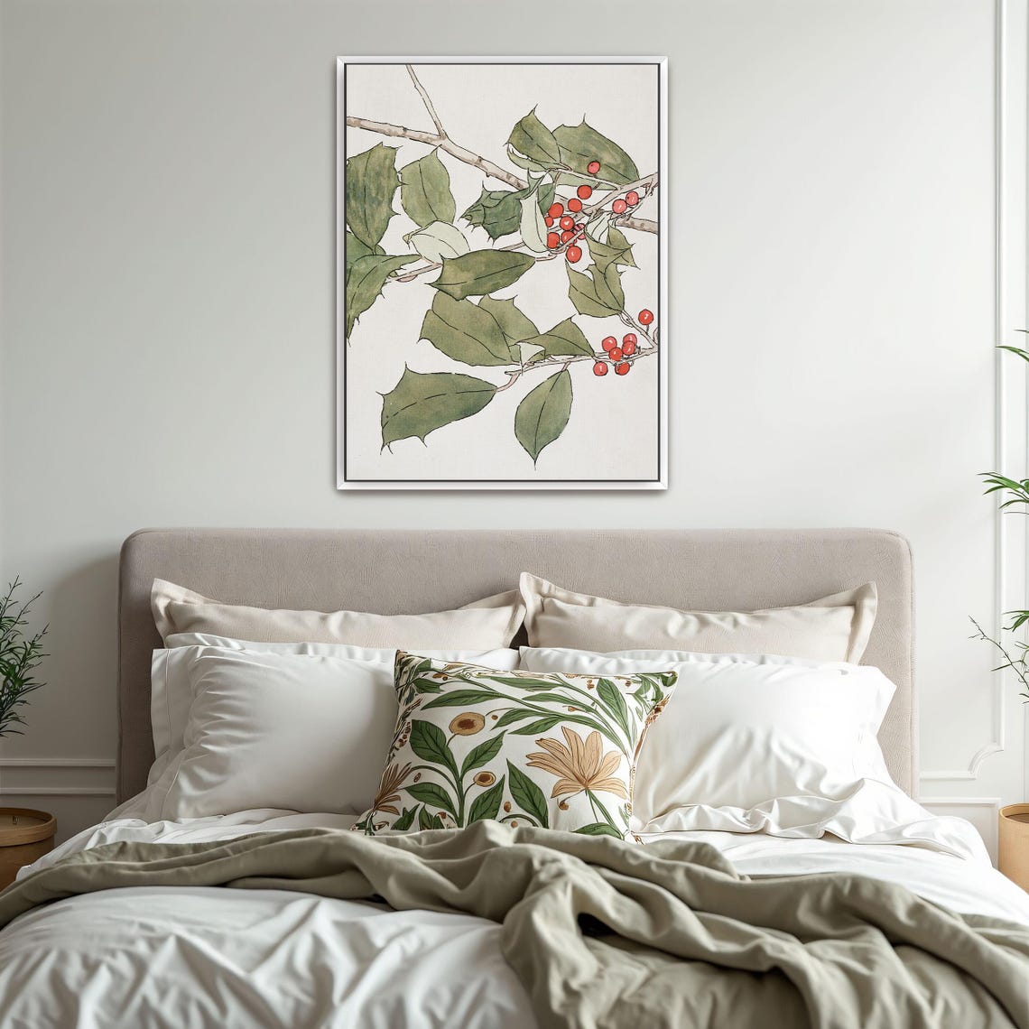 Holly Branch With Red Berries Vintage Botanical Illustration Poster - Image 3